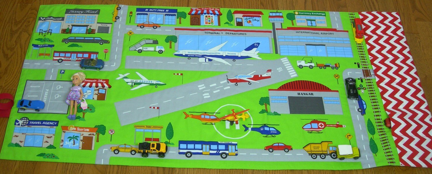 Airport Play Mat-Connectable Play Mat-Airplane Play Mat-Play