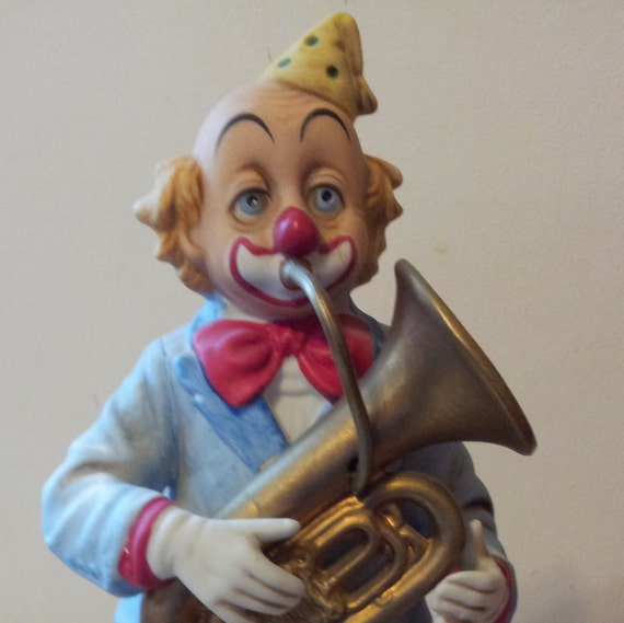 Items similar to Musical Clown Figurine Spotlight Clowns Tuba Figurine