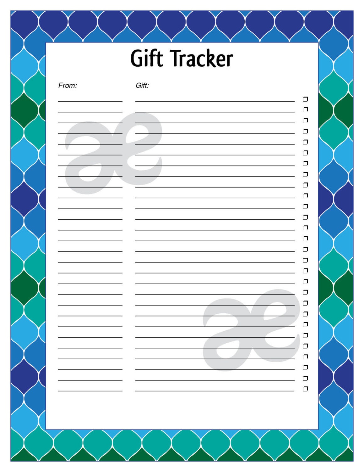 Printable Gift Tracker Printable Word Searches