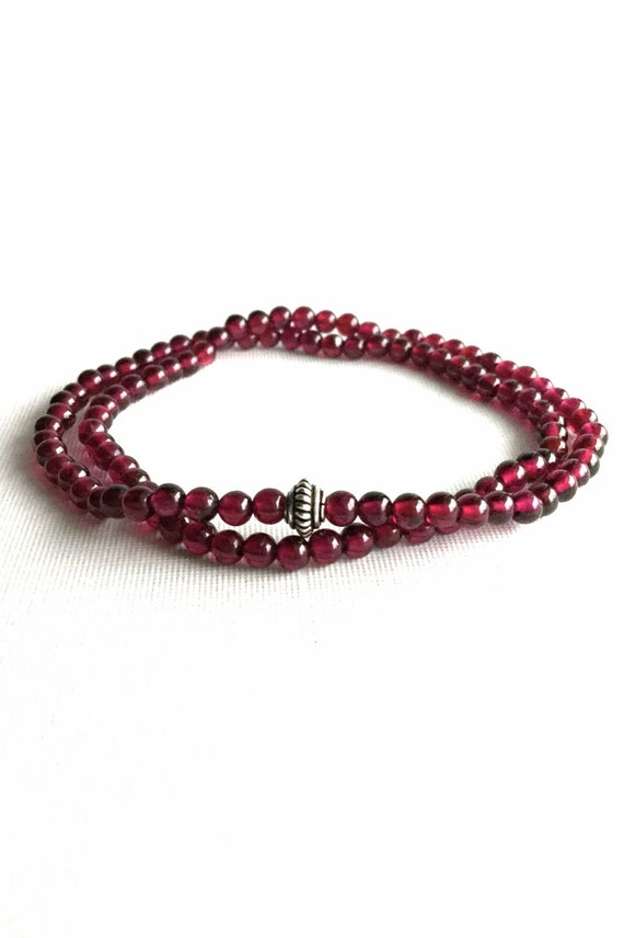 Garnet Bead Bracelet Semi Precious Stone Women's / by GemsByKelley