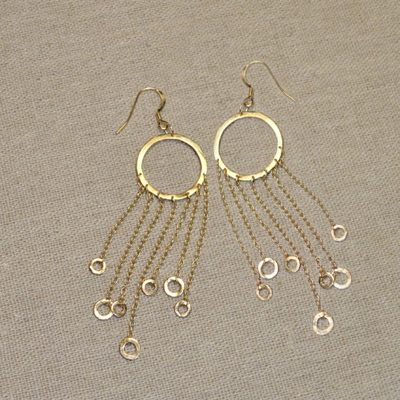 Long Drop Earrings - 14k Gold Filled Dangle Earings - Bohemian Dangling Jewelry - Stud Earrings - Thread Earrings