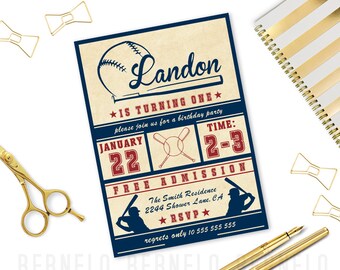 Vintage Baseball Birthday Invitation,first birthday Baseball Invitation,baseball birthday invitation printable,baseball baby shower invite