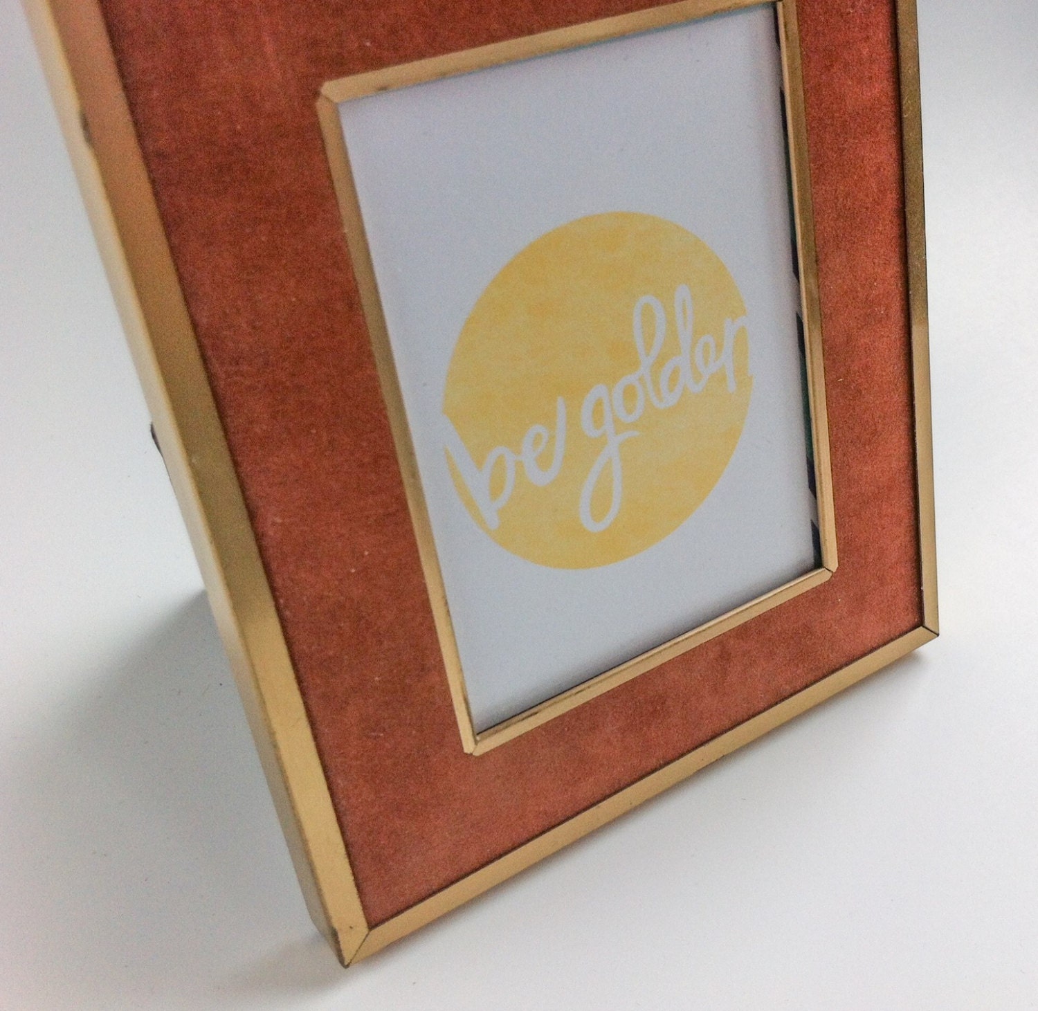 Small Vintage Gold Picture Frame 3x4 Metal Frame Velvet