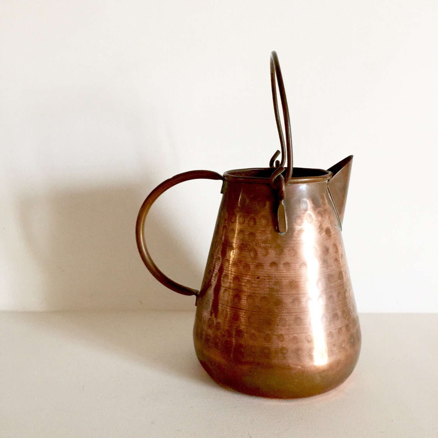 Vintage Copper Kettle Swiss Hammered Copper Pitcher French