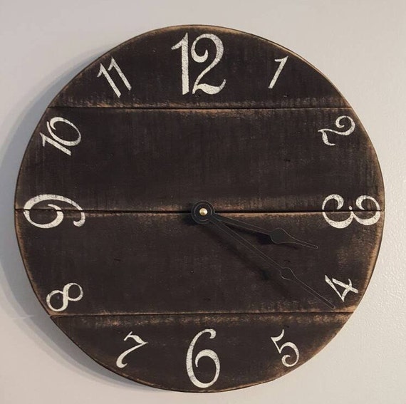 Black Clock Farmhouse Clock Reclaimed Wood by Shabs2RichesVintage