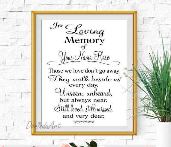 Personalized Wedding Memorial Poem Print In loving memory