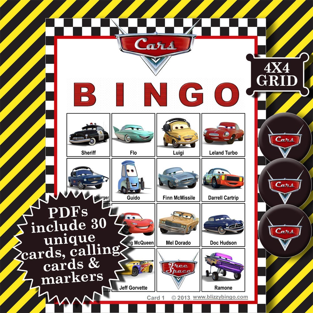 Cars 4x4 Bingo Printable Pdfs Contain Everything You Need To