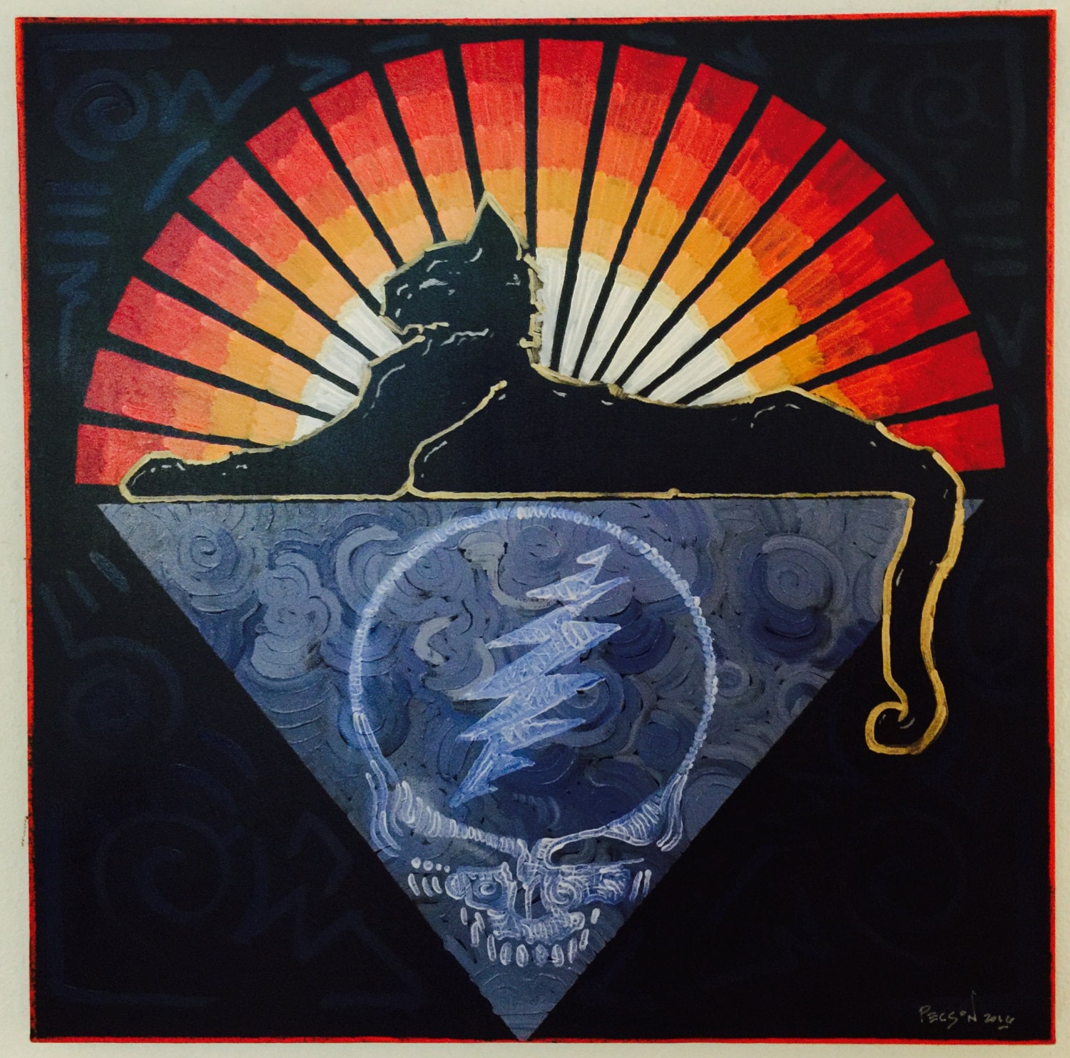 Large Canvas Painting Grateful Dead Art Cats Under the Stars