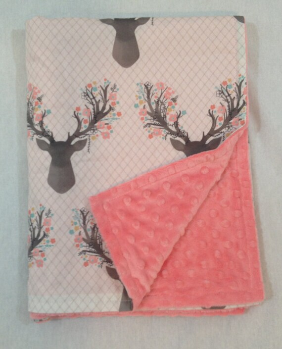 Baby Blanket Floral Deer Baby Blanket by SewSweetBabyDesigns