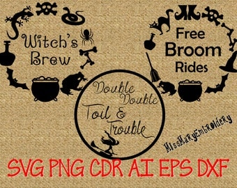 SVG Halloween Witch Saying Monogram File Cutting File DXF, AI Commercial Personal Use