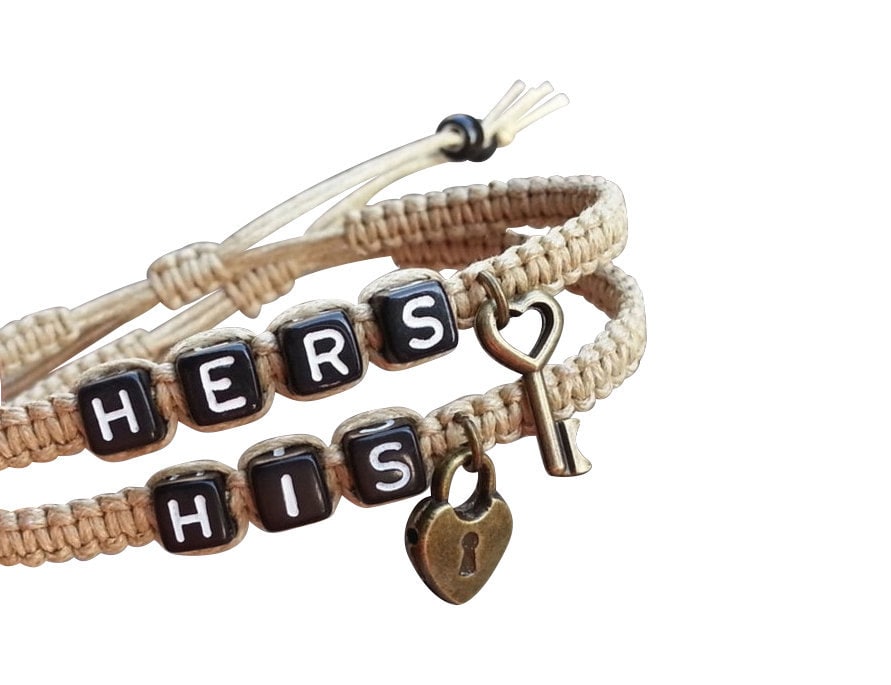 Couples Bracelet Heart Lock and Key His and by BraceletStreetUSA