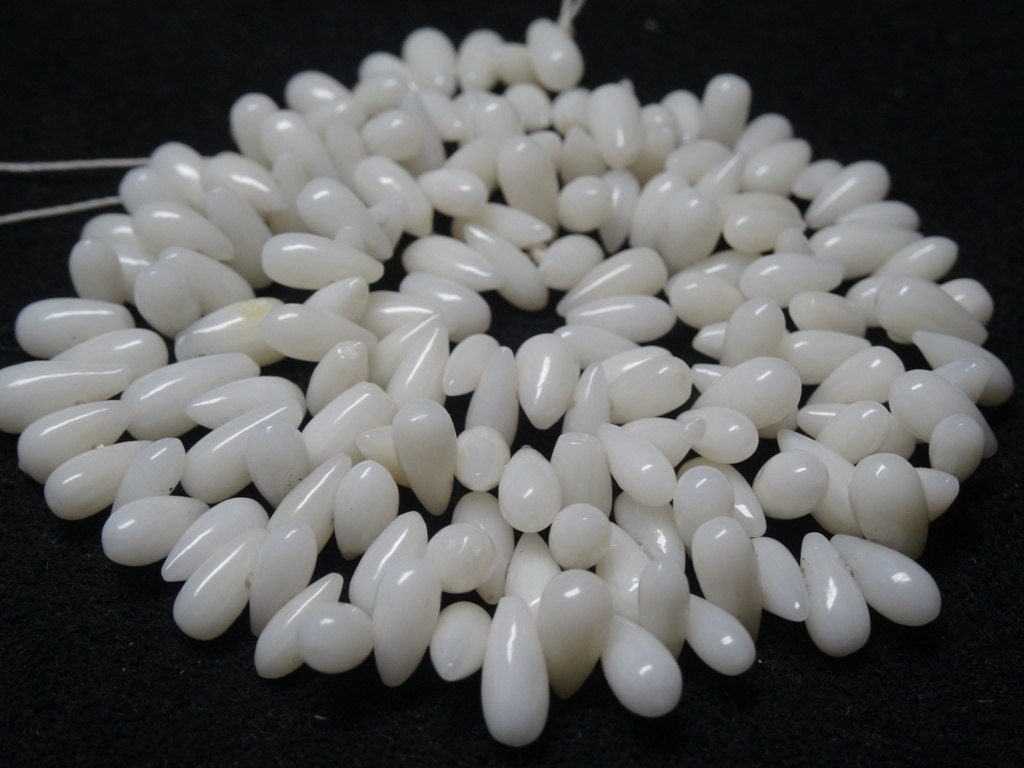 Beautiful WHITE CORAL TERADROPS Nice 3x8mm Gemstone Cabochon