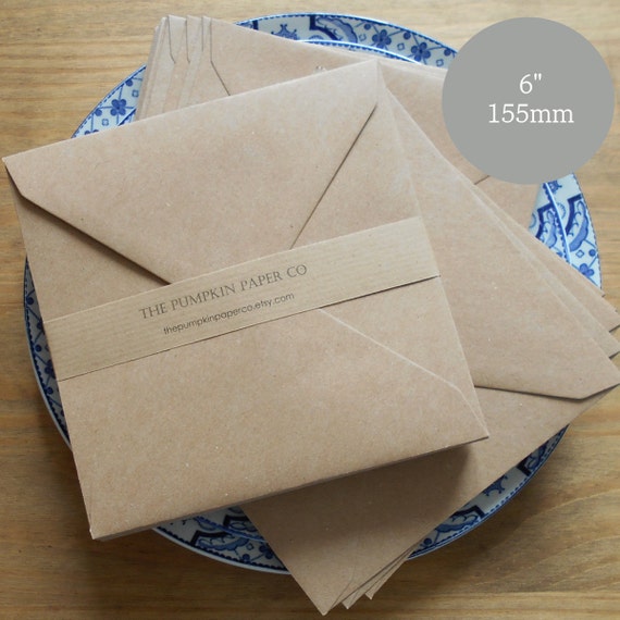 25 Square Kraft Envelopes 6x6 Envelopes recycled rustic