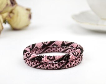 Set Womens Bracelet Set Pink Brown Bracelets Beaded Bracelet Seed Bead Bracelet Summer jewelry Christmas Gift for women Beadwork Jewelry