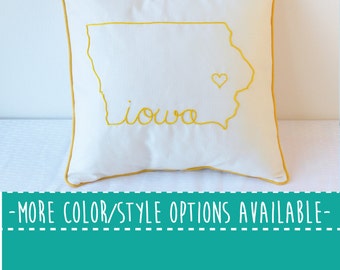 Iowa State Embroidered Decorative Throw Pillow Cover United States Des Moines Gift