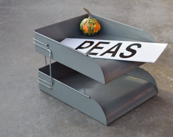 Two Tier Organizer, Gray, Office Tray, Paper Organizer, Industrial Office, File Tray, Gray Metal, Globe Wernicke, Industrial Organizer