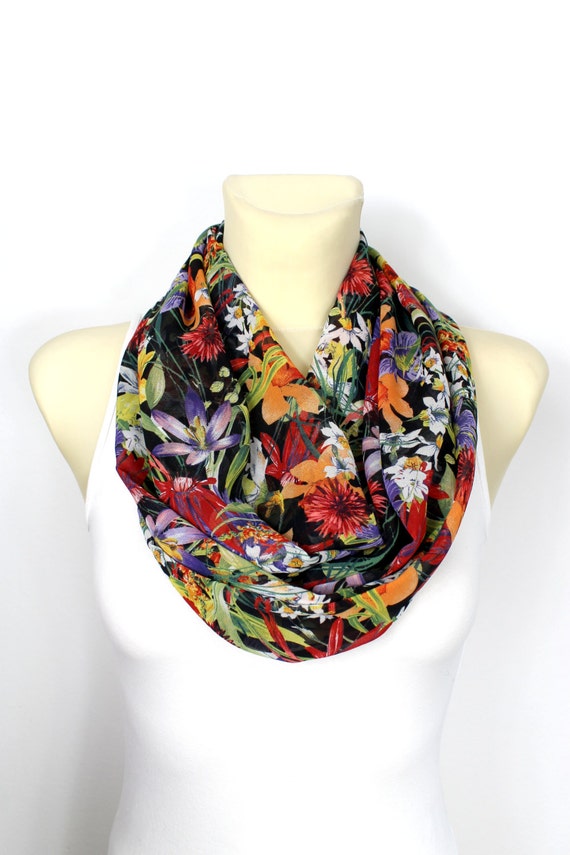 Infinity Scarf Floral Infinity Scarf Printed Scarf Unique Handmade Scarves Ladies Fashion Scarves Gift Womens Gift for Her Celebrations