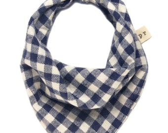 Blue and White Buffalo Plaid Dog Bandana, Plaid Flannel Puppy Bandanna, Checkered Doggy Scarf, Blue Gingham Pet Scarves, Fall Winter Tie On