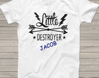 Little Brother t-shirt personalized shirt "Little Destroyer" Birthday tshirt boys funny 1, 2, 3, 4, 5, 6, 7, 8, 9th gift for him