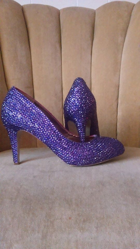 purple heels with flower