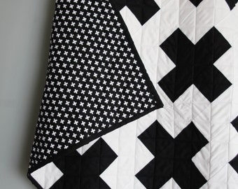 Custom Plus Sign Baby Quilt, Modern Quilt, Cross, Crib Quilt, Playmat