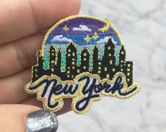 New York City @ Night Iron On Patch | Embroidered Appliqueh | NYC Skyline & Sunset