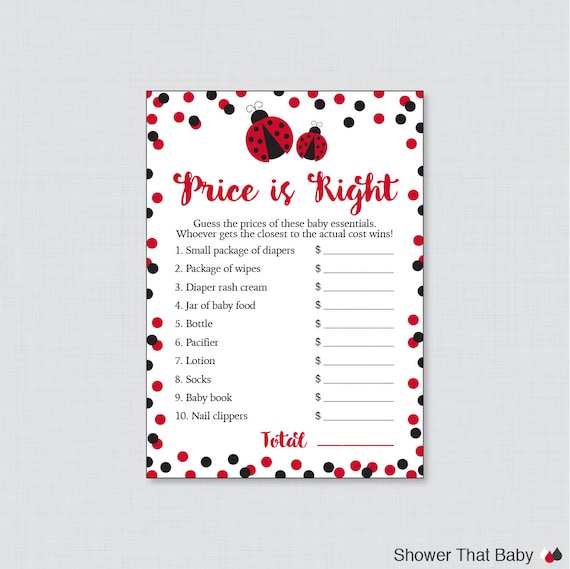oh shower games baby is Printable Shower Baby Price Baby Right Ladybug Game oh shower games baby is Printable Shower Baby Price Baby Right Ladybug Game