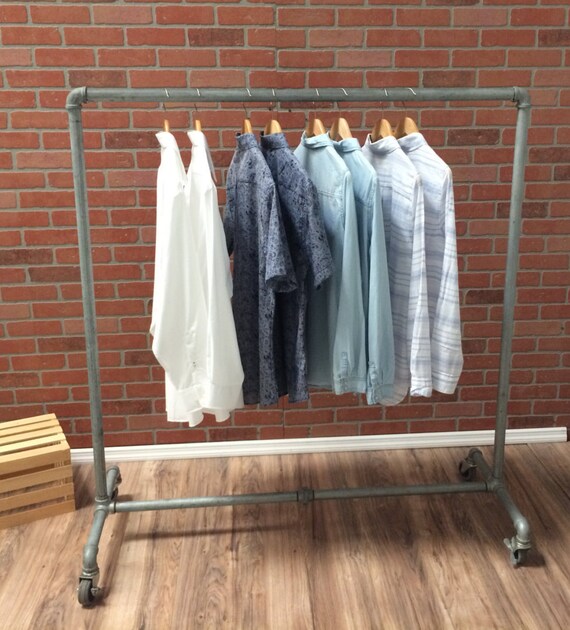 USED Inustrial Style Rolling Clothing Rack by WilliamRobertVintage