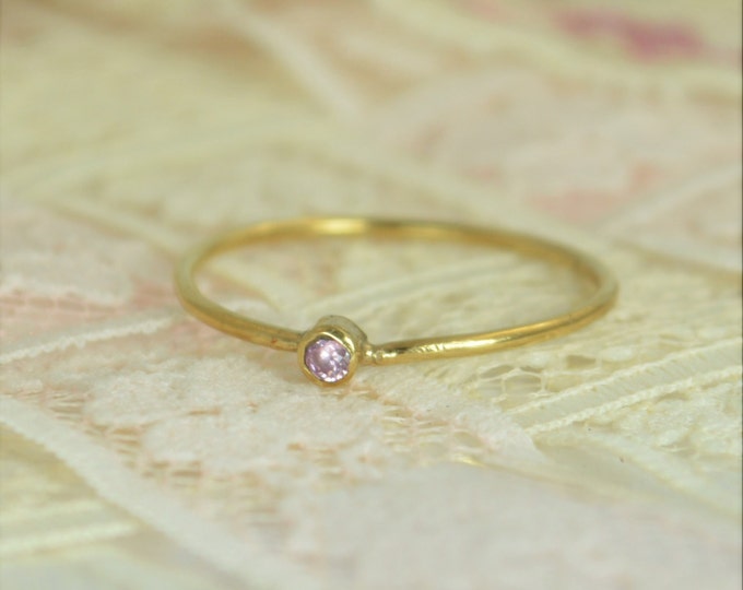Tiny Pink Tourmaline Ring Set, Solid 14k Gold Wedding Set, Stacking Ring, Solid 14k Gold Tourmaline Ring, October Birthstone, Bridal Set