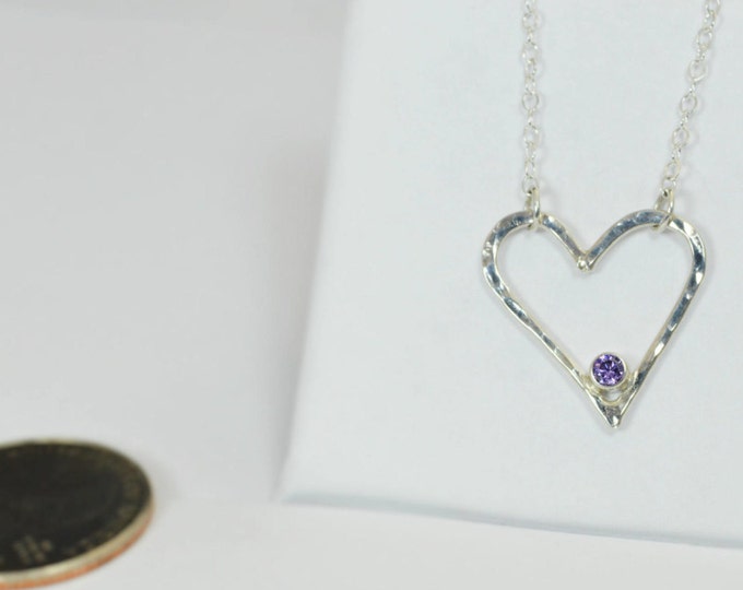 Amethyst Heart Necklace, Sterling Silver, Mothers Necklace, February Birthstone Necklace, Amethyst Necklace, Mother Necklace, Heart Pendant