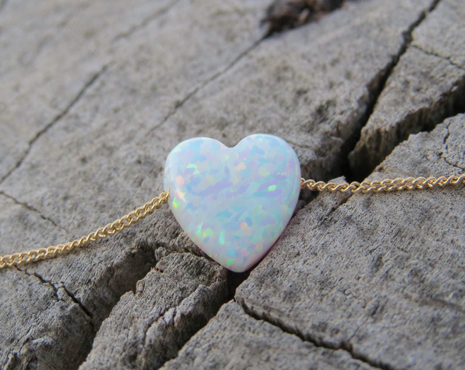 Opal necklace heart necklace gold necklace opal heart