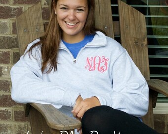 Women's Monogram Quarter Zip, Sweatshirt, Half-zip, Women's clothing (unisex fit)