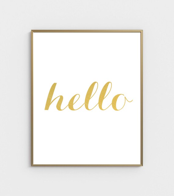 Hello sign Hello Print Hello Poster Gold Art Printable