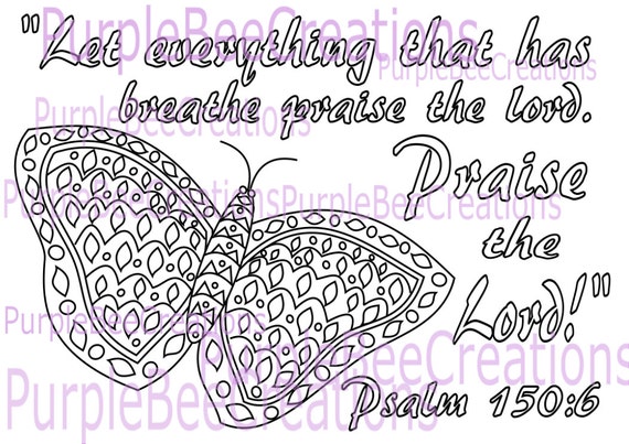 Items similar to Bible Verse Coloring Page Butterfly Coloring Page Let ...