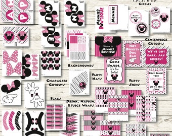 Minnie Mouse Decorations - Minnie Mouse Birthday - Minnie Mouse Printable - Mickey Mouse clubhouse - Instant Download - Party Decorations