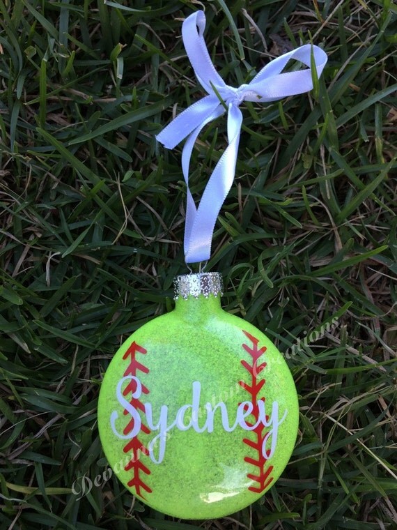 Personalized Softball Christmas Ornament by DevannasCustom on Etsy
