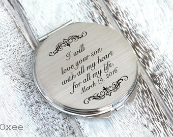 Personalized engraved pocket mirror | compact mirror | wedding gift | mother of the bride gift | birthday, today a bride
