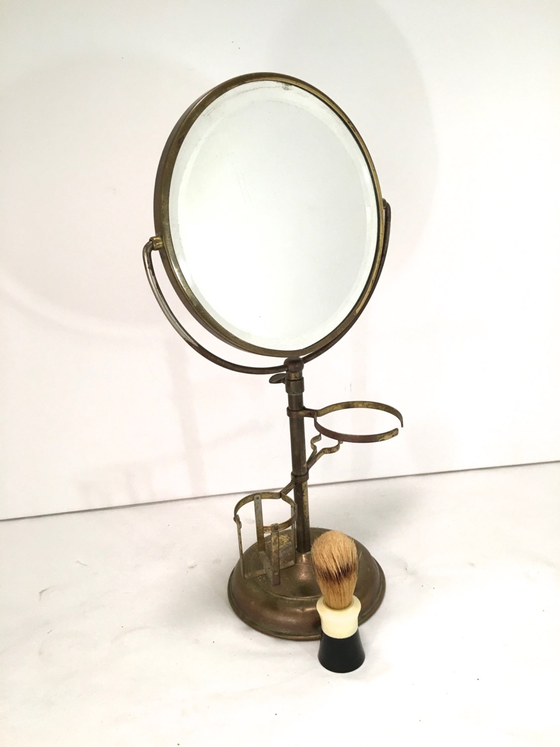 Adjustable Vintage Shaving Mirror with Beveled Glass and Arms