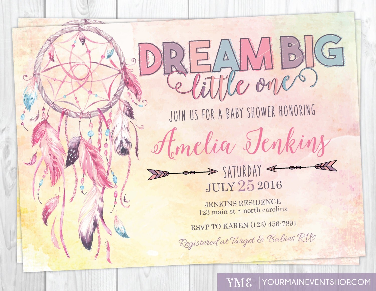 Dream Catcher Baby Shower Invitations 9