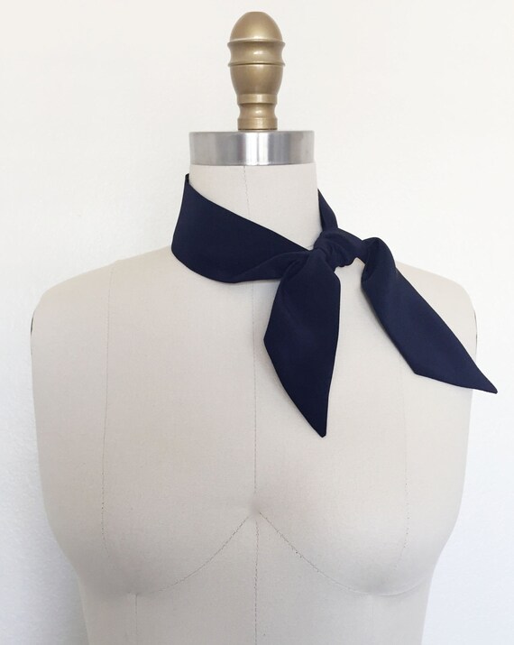 Silk Kerchief 33x 2 Dark Navy Scarf Tie. Neckerchief. by SmithLab