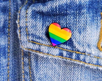 Rainbow Heart pin Gay pride brooch Rainbow gay pride Pin LGBT Rainbow Flag Heart Pin Gift Love Pin