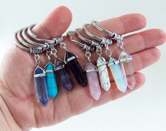 Crystal pendant keychains, crystal keychain, crystal key chain, crystal keyring, crystal key ring, crystal pendants, healing crystals, gifts