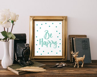 Play room wall art, Children decorating ideas, Nursery decor, Nursery wall art boy, Be happy, Inspirational print, Typography print BD-811