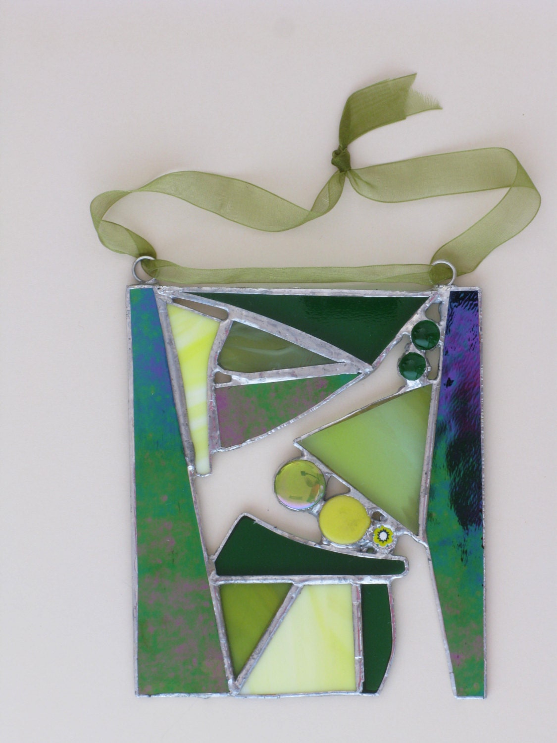 Copper foil abstrast stained glass by LittleFallowCrafts on Etsy