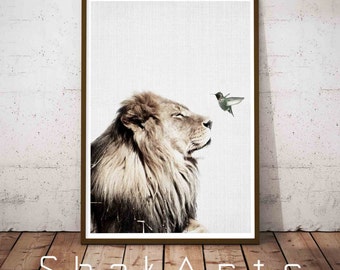 Lion Print, Safari Baby Shower Animal Poster, Rustic Woodland Nursery Art Decor, Kids Room Wall Art Decor, Printable Safari Animal Poster