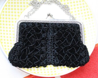 Amazing Elegant Vintage Black Spider web brodery Clutch