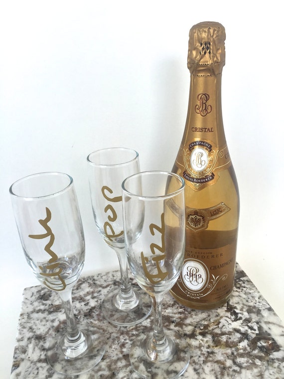 Clink Pop Fizz Champagne Glass Set of 3 Bridesmaids gift