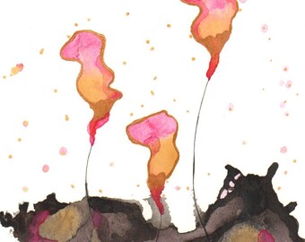 SALE 15% OFF - Abstract Art Watercolor Painting Rose Gold Black Home Wall Decor - Free Shipping *