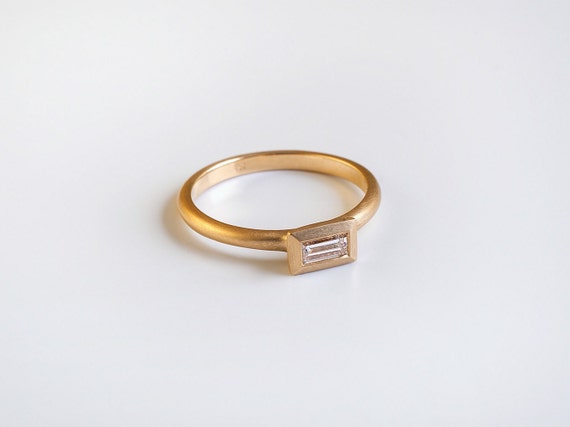 Simple diamond baguette engagement ring 18k by BermanDesigners