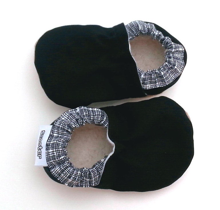 black baby shoes solid black booties wedding by ScooterBooties
